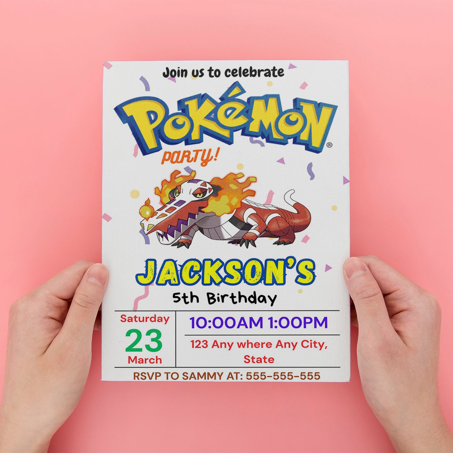 Skeledirge Birthday Invitation Template | Pokemon Invite - CreativeRino