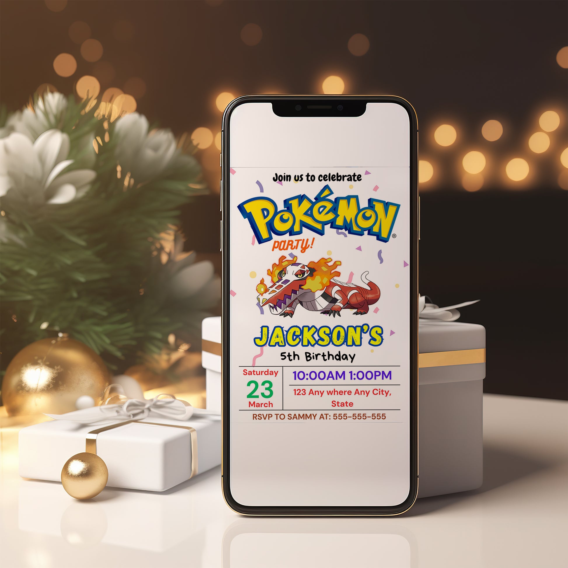 Skeledirge Birthday Invitation Template | Pokemon Invite - CreativeRino