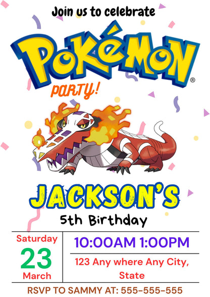 Skeledirge Birthday Invitation Template | Pokemon Invite - CreativeRino