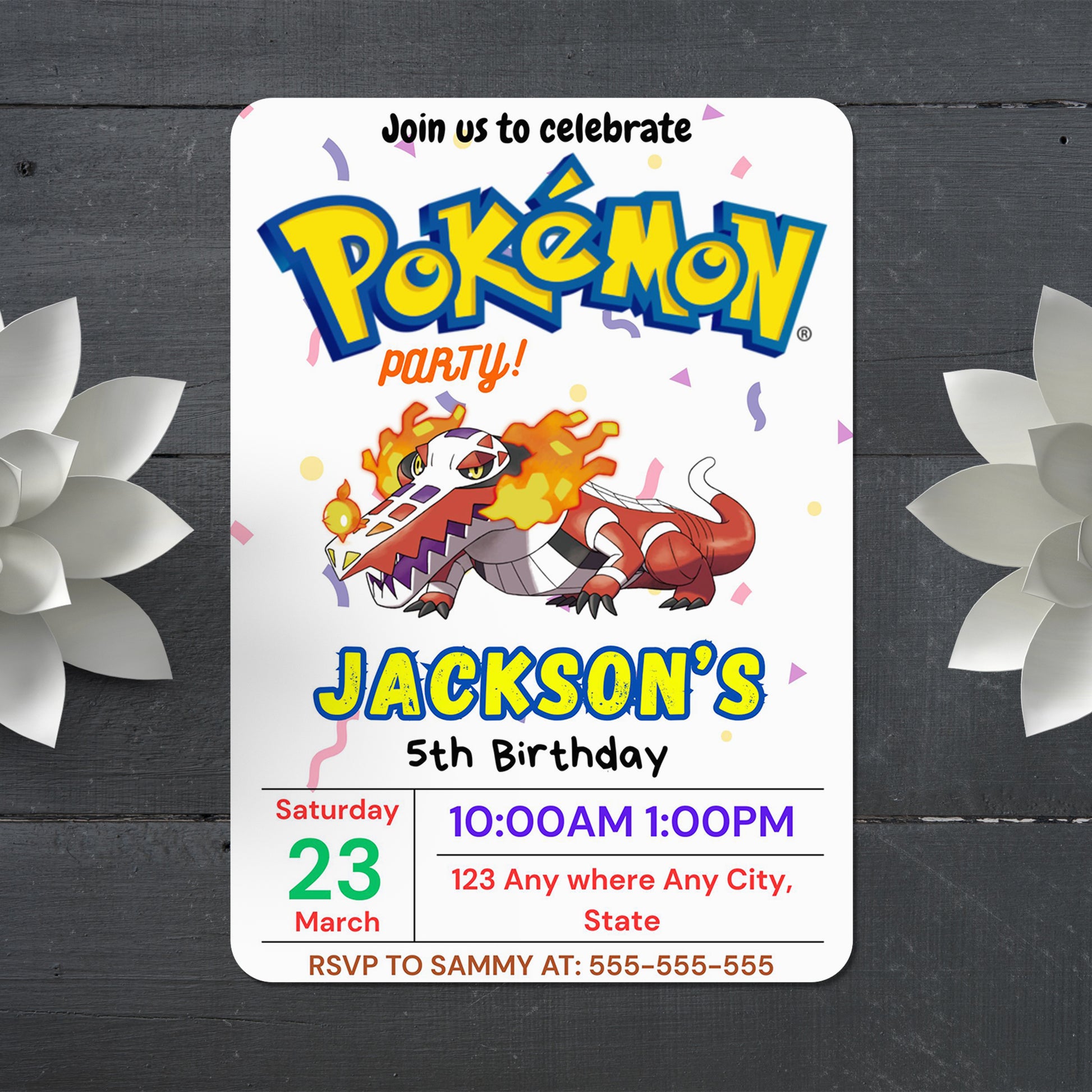 Skeledirge Birthday Invitation Template | Pokemon Invite - CreativeRino