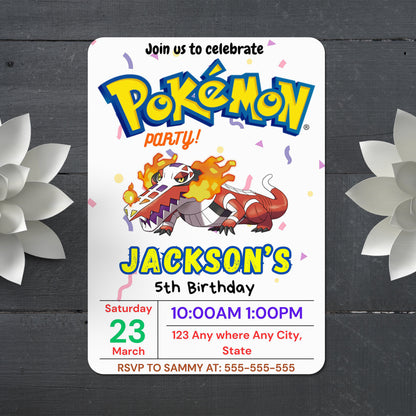 Skeledirge Birthday Invitation Template | Pokemon Invite - CreativeRino