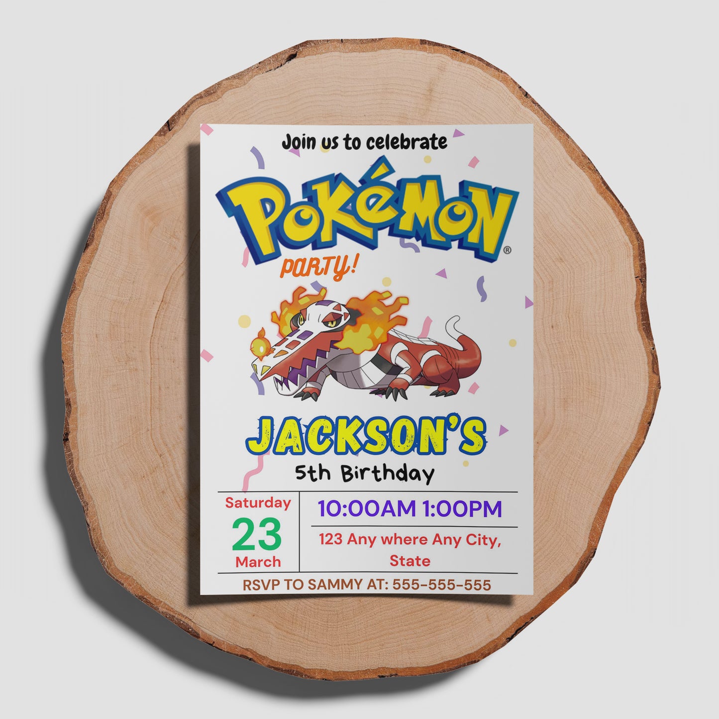 Skeledirge Birthday Invitation Template | Pokemon Invite - CreativeRino
