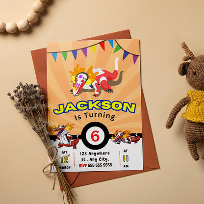 Skeledirge Pokemon Birthday Party Invitation Template - CreativeRino