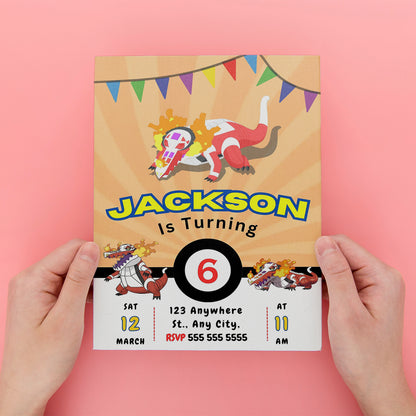Skeledirge Pokemon Birthday Party Invitation Template - CreativeRino