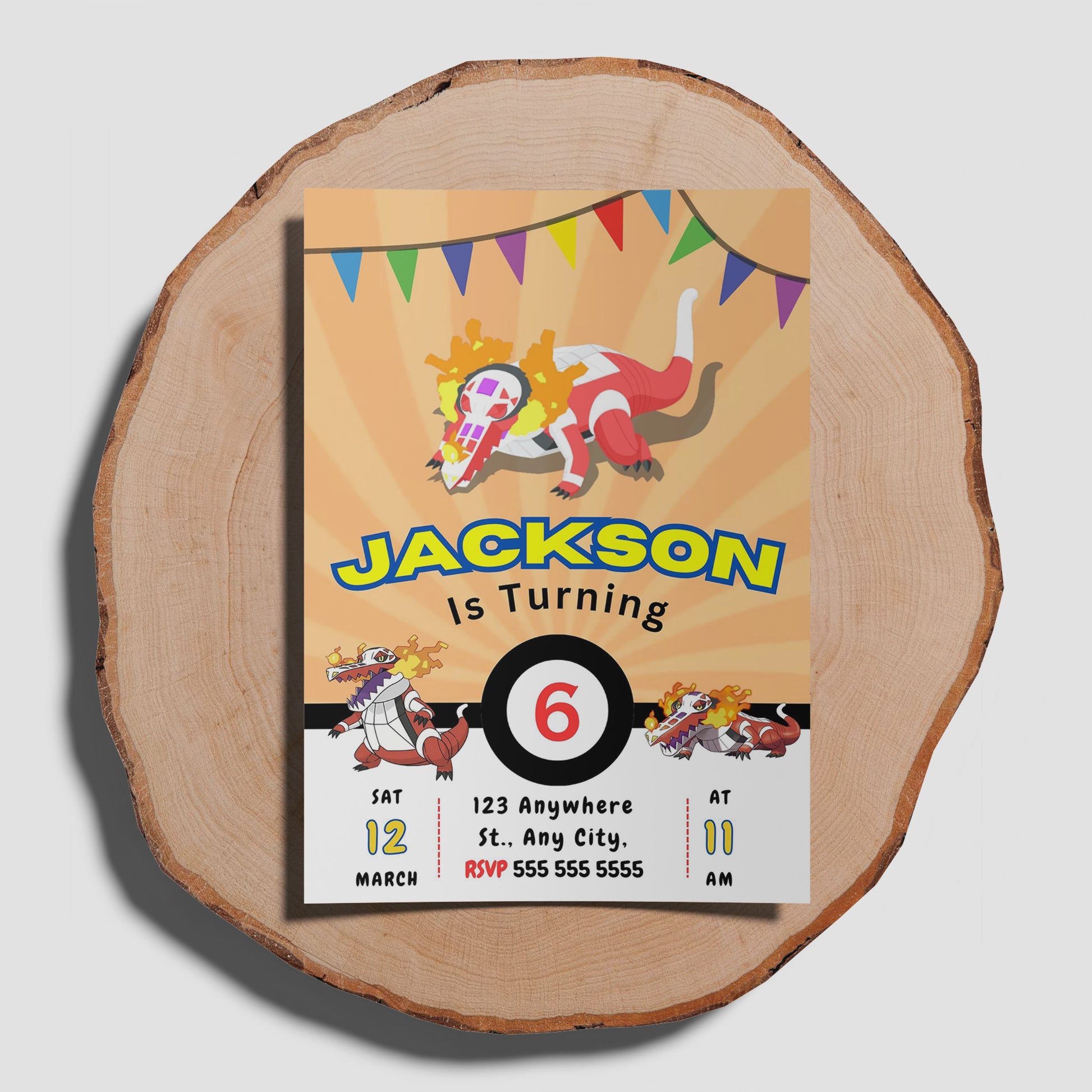Skeledirge Pokemon Birthday Party Invitation Template - CreativeRino