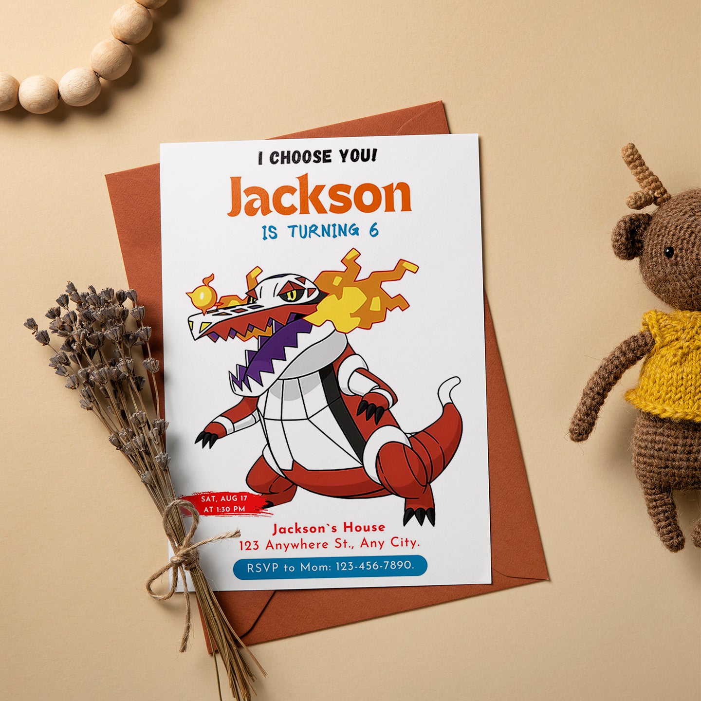 Skeledirge Birthday Party Invitation Template | Pokemon Invite - CreativeRino