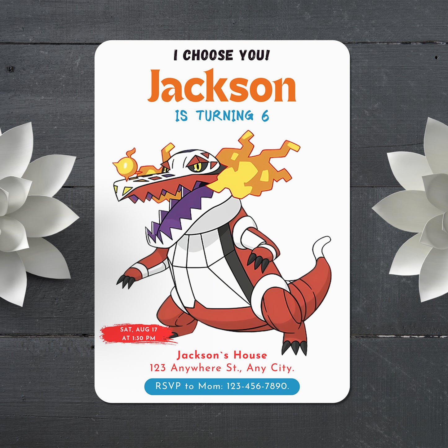 Skeledirge Birthday Party Invitation Template | Pokemon Invite - CreativeRino