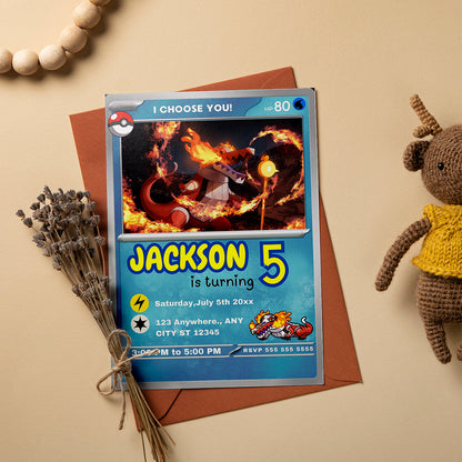 Skeledirge Invitation Template | Pokemon Card Birthday Invite - CreativeRino