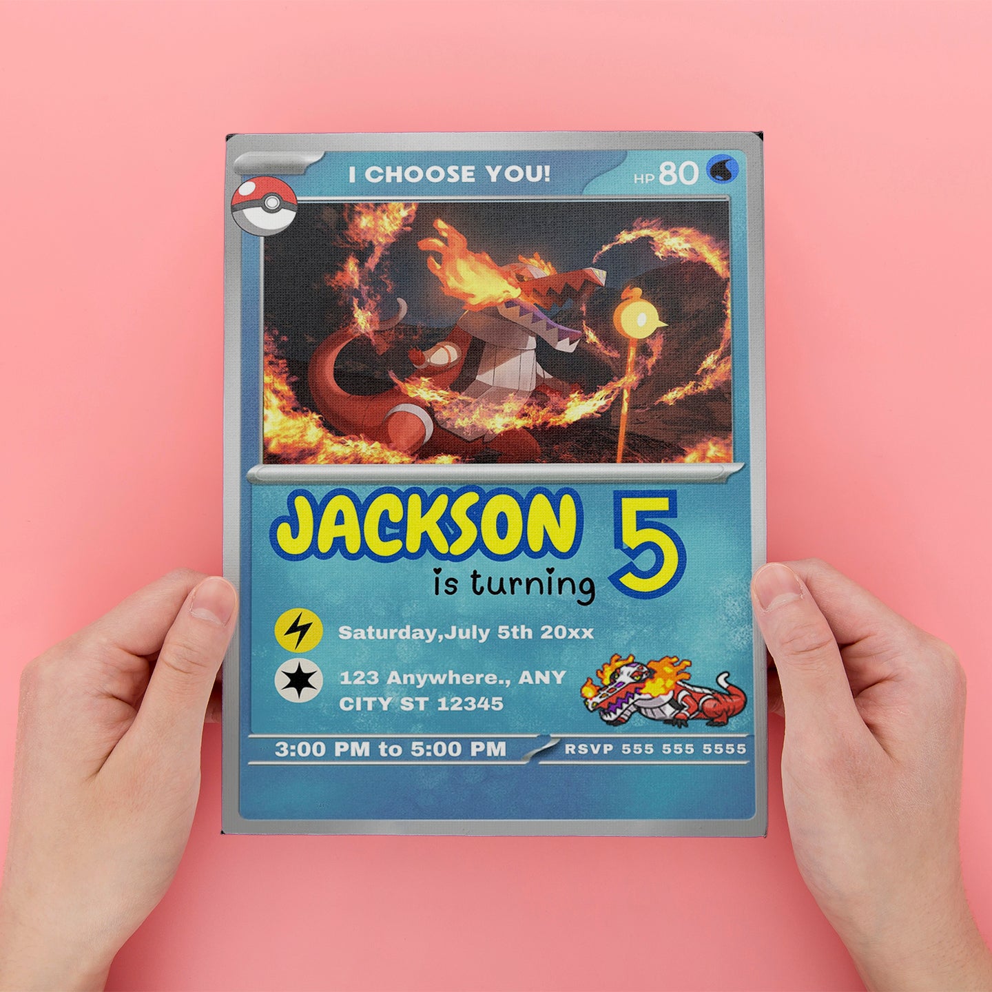 Skeledirge Invitation Template | Pokemon Card Birthday Invite - CreativeRino