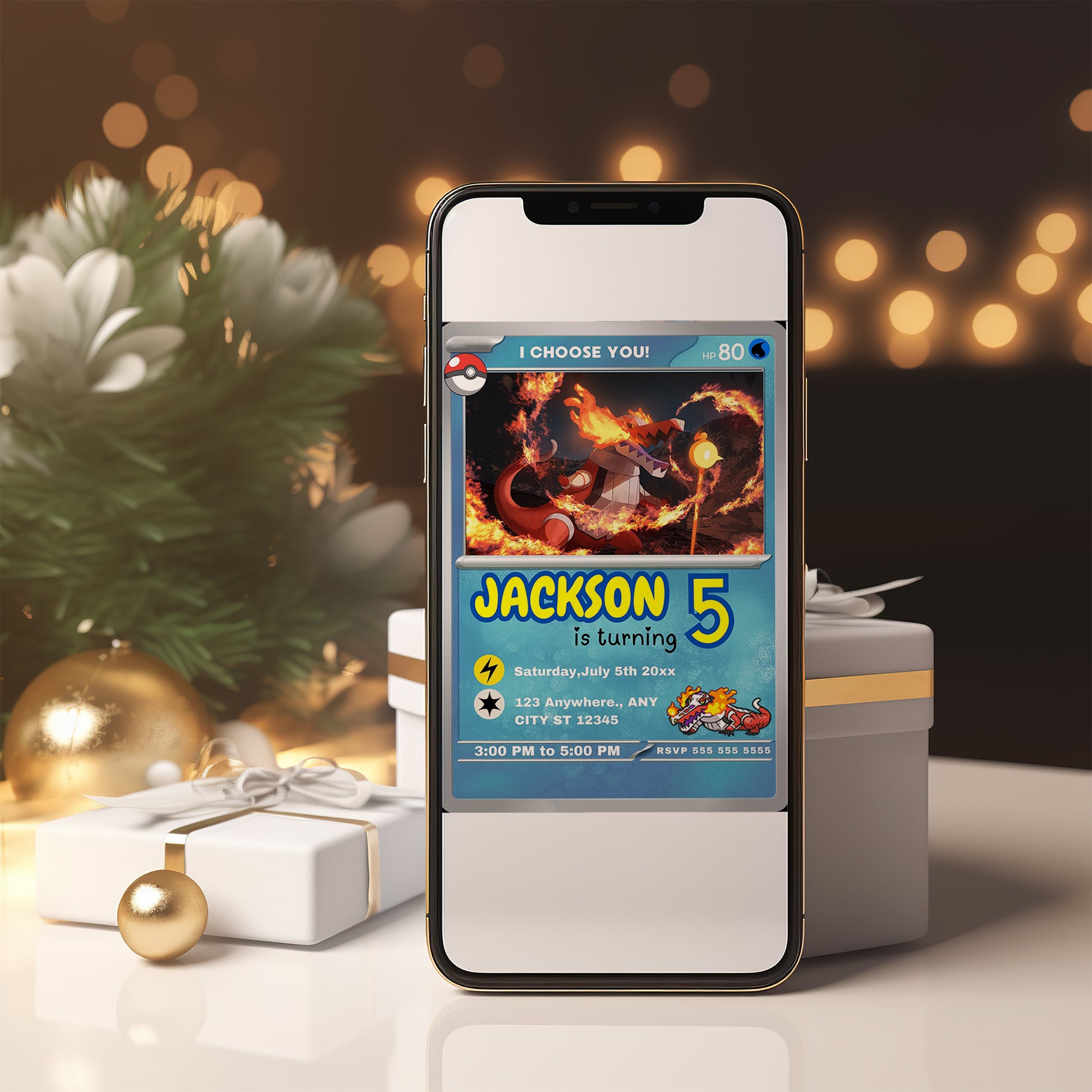 Skeledirge Invitation Template | Pokemon Card Birthday Invite - CreativeRino
