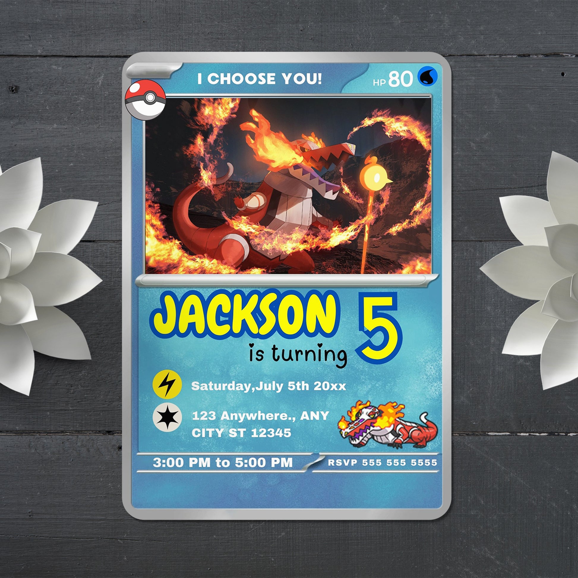 Skeledirge Invitation Template | Pokemon Card Birthday Invite - CreativeRino