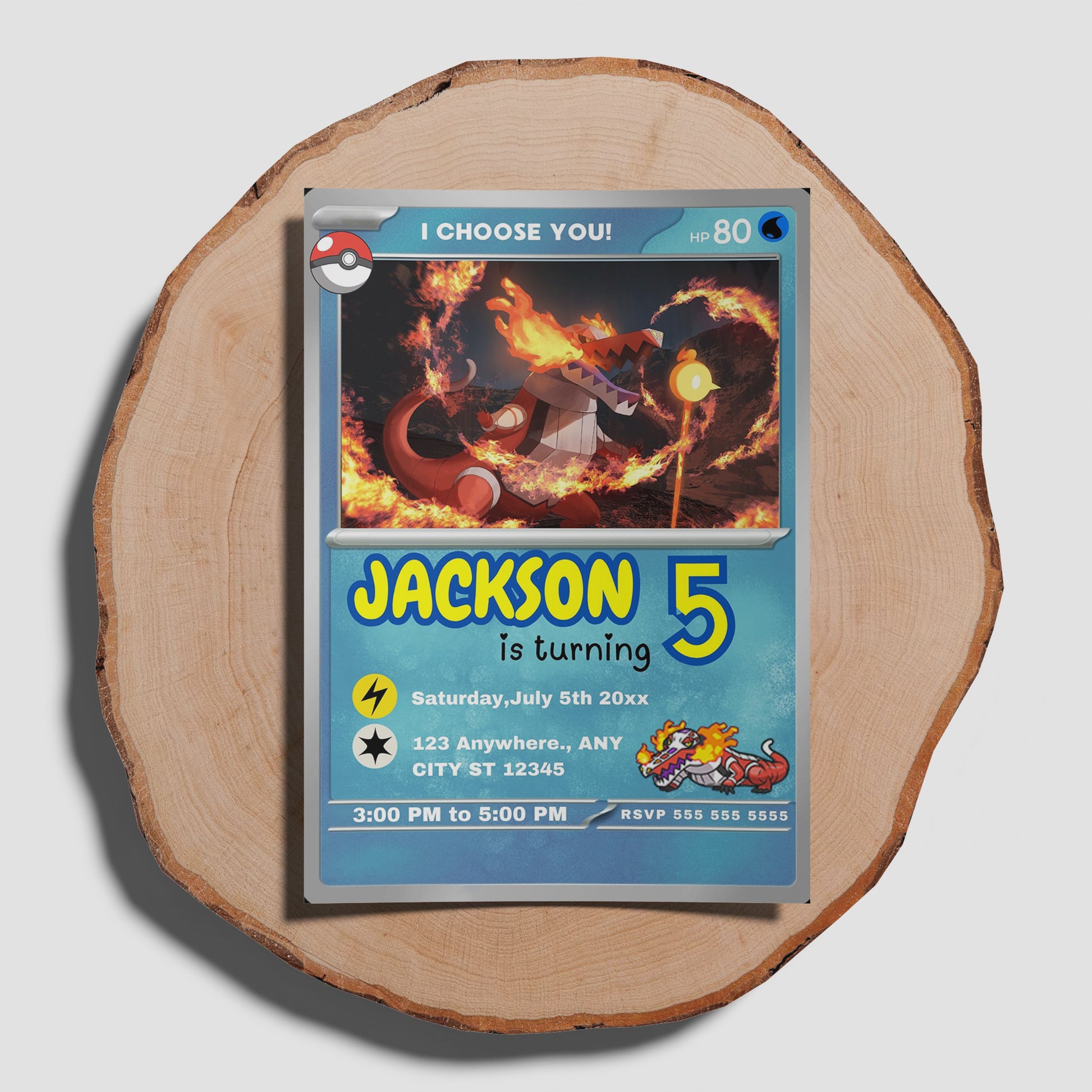 Skeledirge Invitation Template | Pokemon Card Birthday Invite - CreativeRino