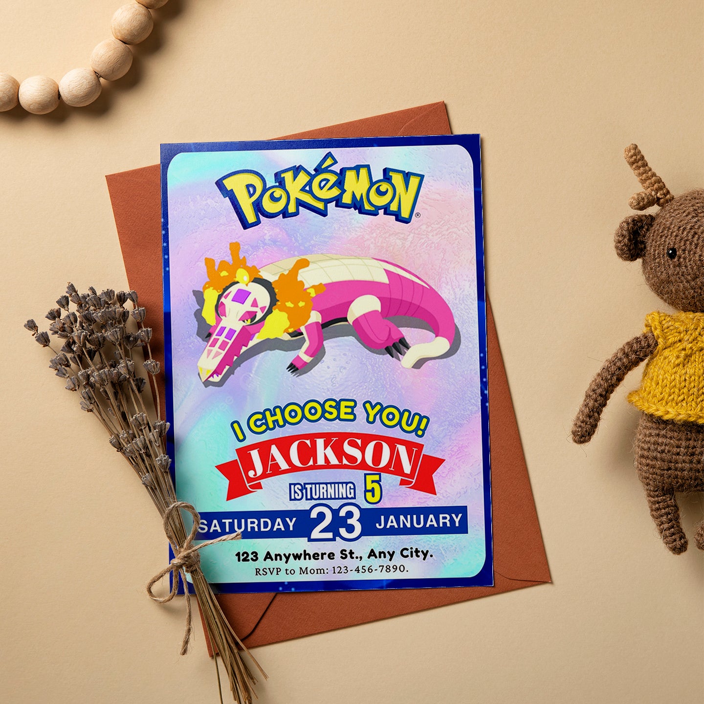 Skeledirge Invitation Template | Pokemon Birthday Invite - CreativeRino