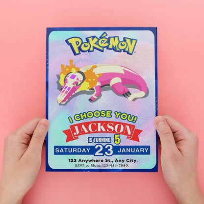 Skeledirge Invitation Template | Pokemon Birthday Invite - CreativeRino