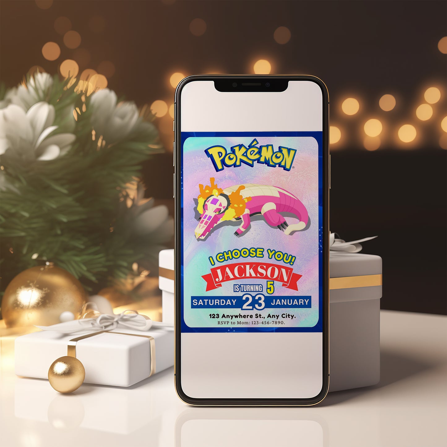 Skeledirge Invitation Template | Pokemon Birthday Invite - CreativeRino