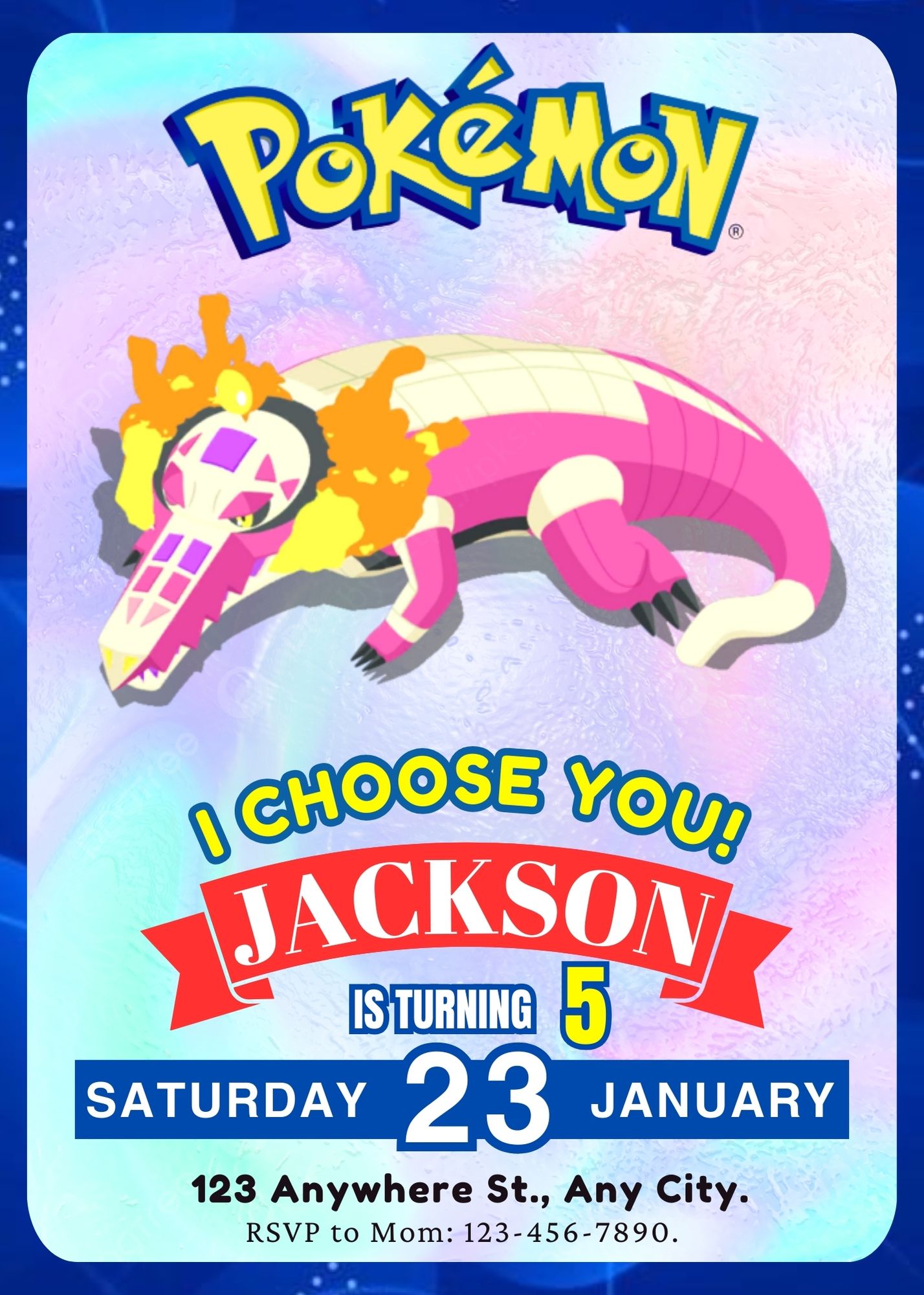 Skeledirge Invitation Template | Pokemon Birthday Invite - CreativeRino