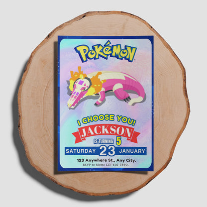 Skeledirge Invitation Template | Pokemon Birthday Invite - CreativeRino