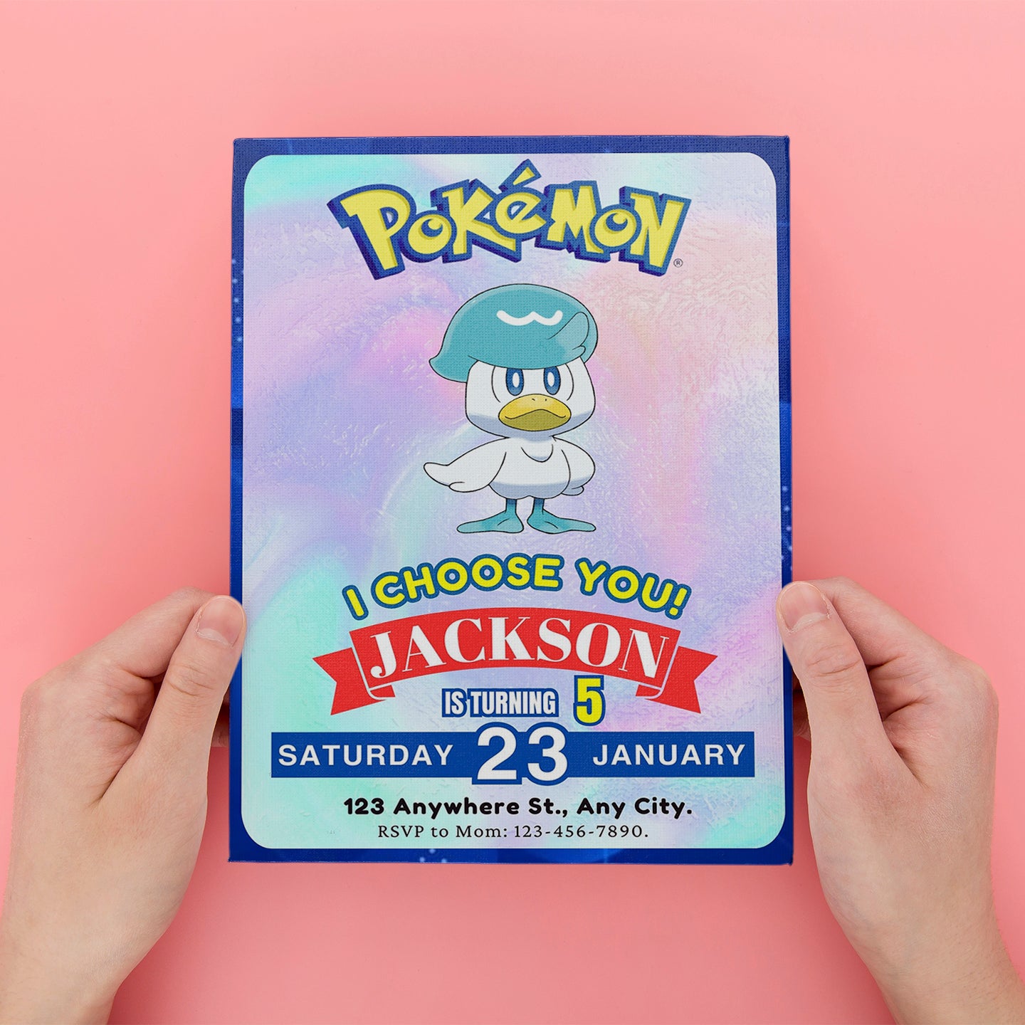 Quaxly Invitation Template | Pokemon Birthday Invite - CreativeRino