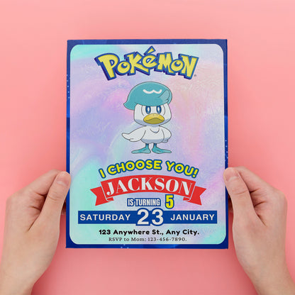 Quaxly Invitation Template | Pokemon Birthday Invite - CreativeRino