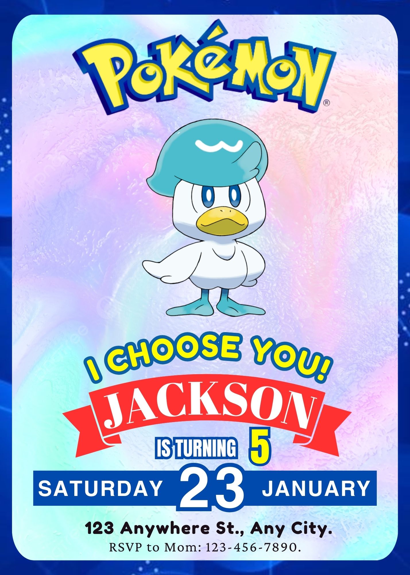 Quaxly Invitation Template | Pokemon Birthday Invite - CreativeRino
