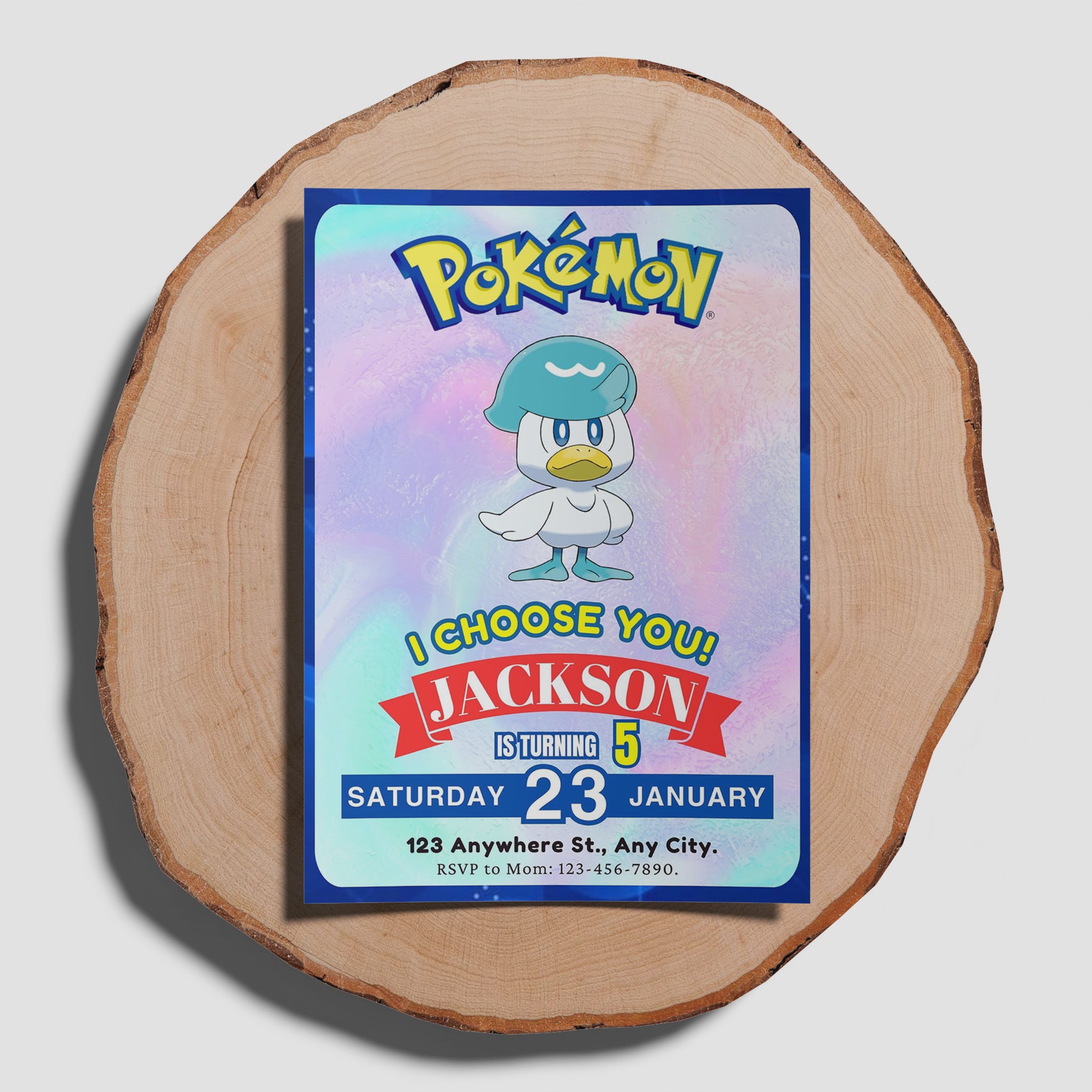 Quaxly Invitation Template | Pokemon Birthday Invite - CreativeRino