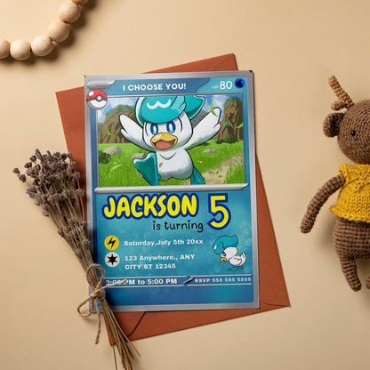 Quaxly Invitation Template | Pokemon Card Birthday Invite - CreativeRino