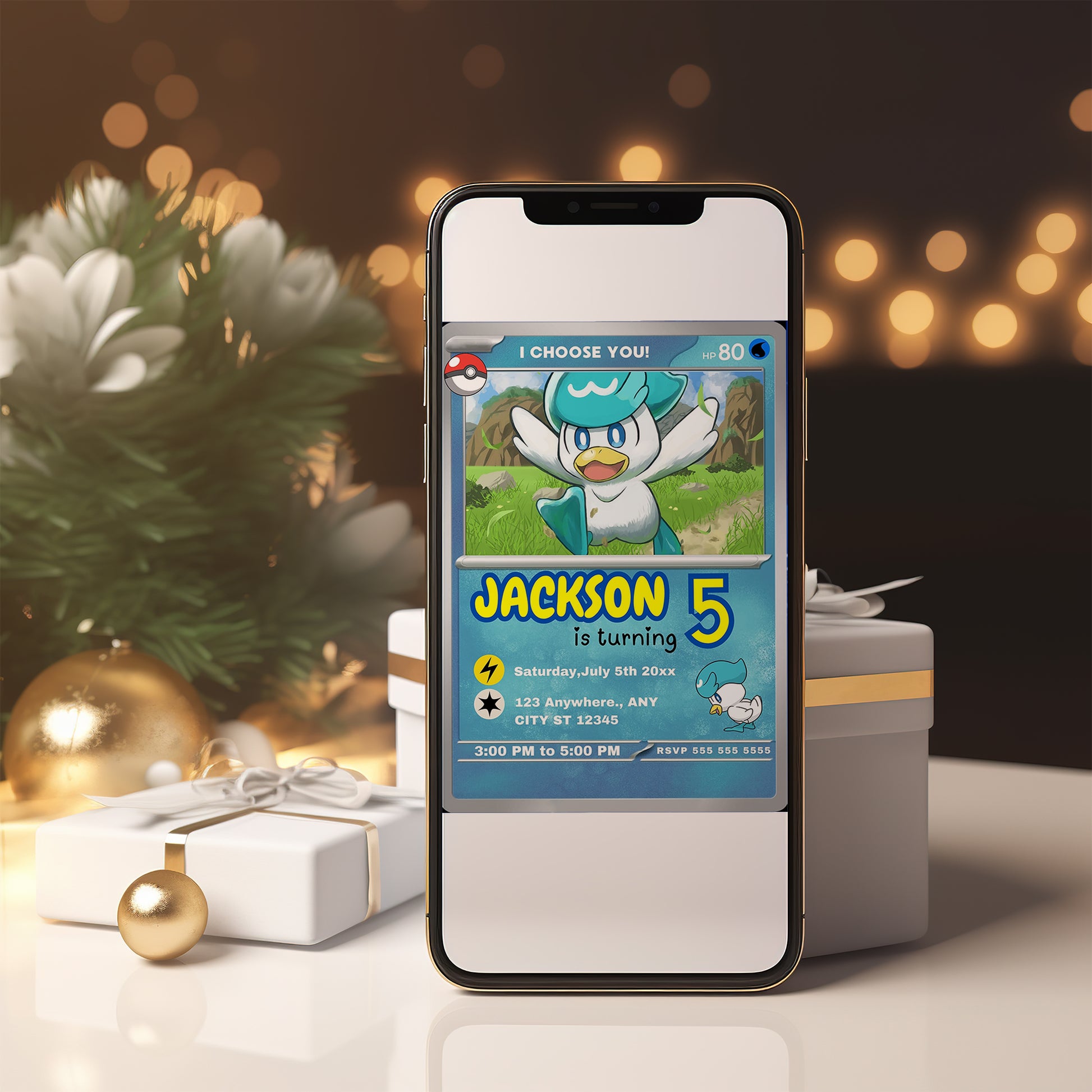 Quaxly Invitation Template | Pokemon Card Birthday Invite - CreativeRino