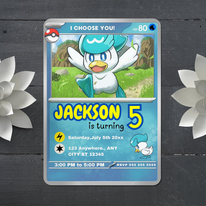 Quaxly Invitation Template | Pokemon Card Birthday Invite - CreativeRino