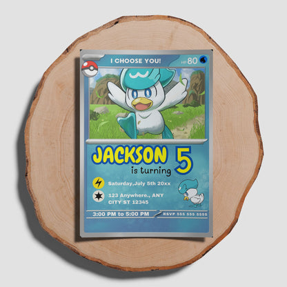 Quaxly Invitation Template | Pokemon Card Birthday Invite - CreativeRino