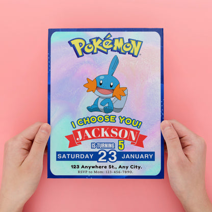 Mudkip Invitation Template | Pokemon Birthday Invite - CreativeRino