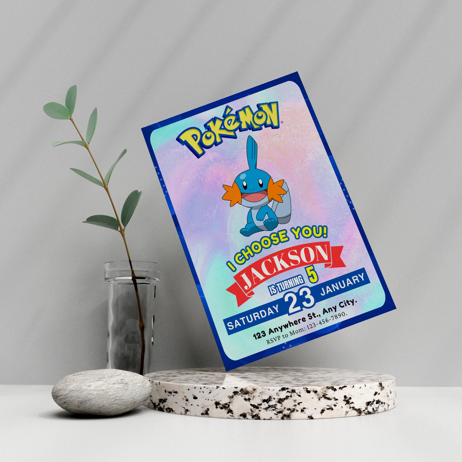 Mudkip Invitation Template | Pokemon Birthday Invite - CreativeRino