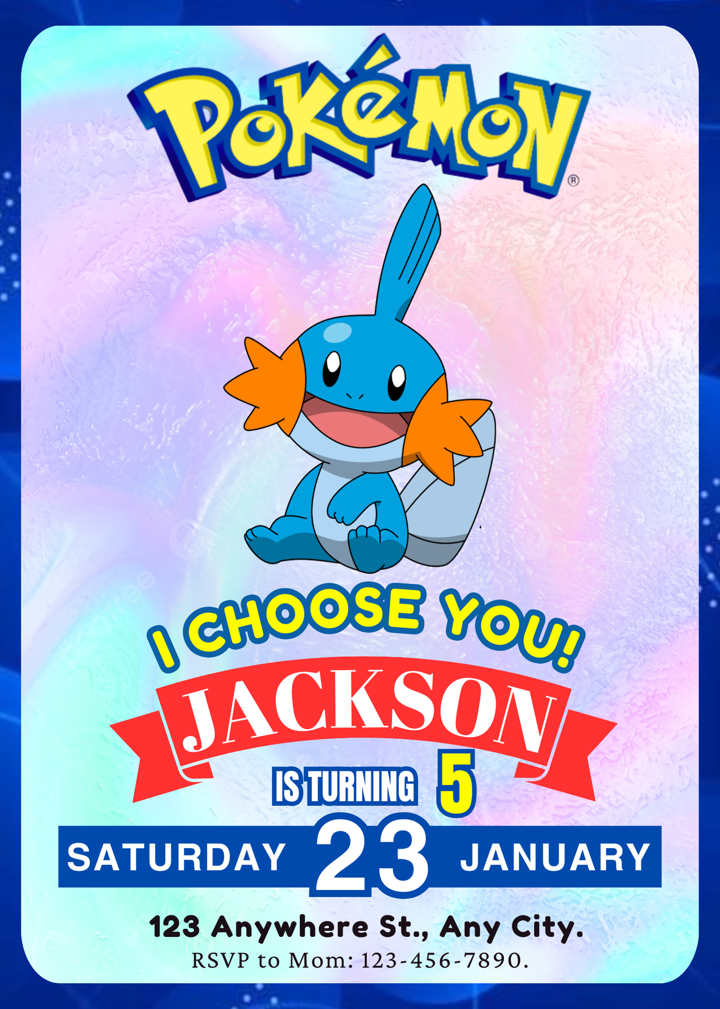 Mudkip Invitation Template | Pokemon Birthday Invite - CreativeRino