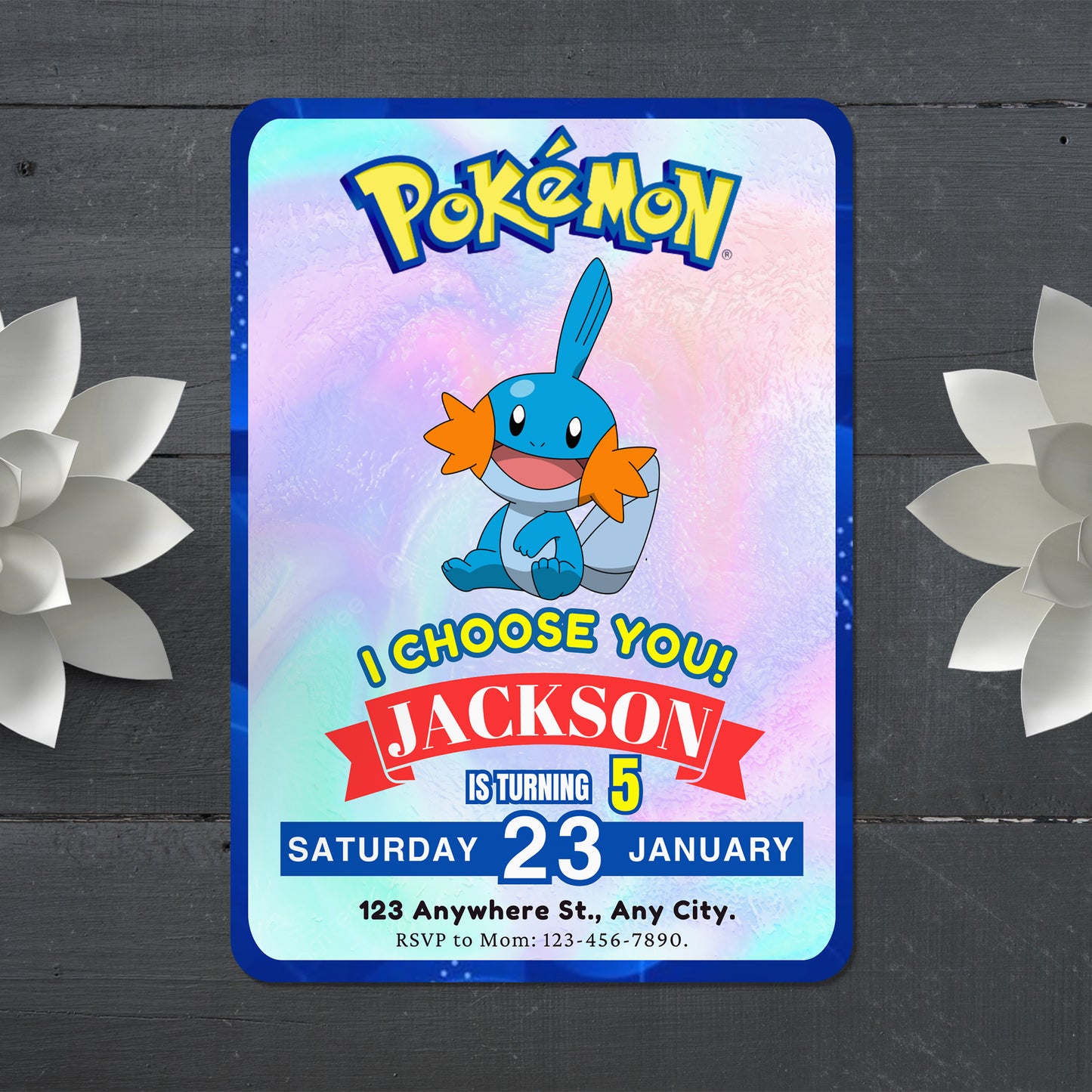 Mudkip Invitation Template | Pokemon Birthday Invite - CreativeRino