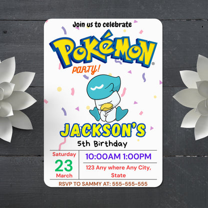 Quaxly Birthday Invitation Template | Pokemon Invite - CreativeRino