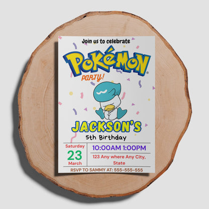 Quaxly Birthday Invitation Template | Pokemon Invite - CreativeRino
