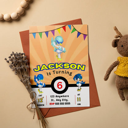 Quaxwell Pokemon Birthday Party Invitation Template - CreativeRino