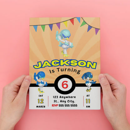 Quaxwell Pokemon Birthday Party Invitation Template - CreativeRino