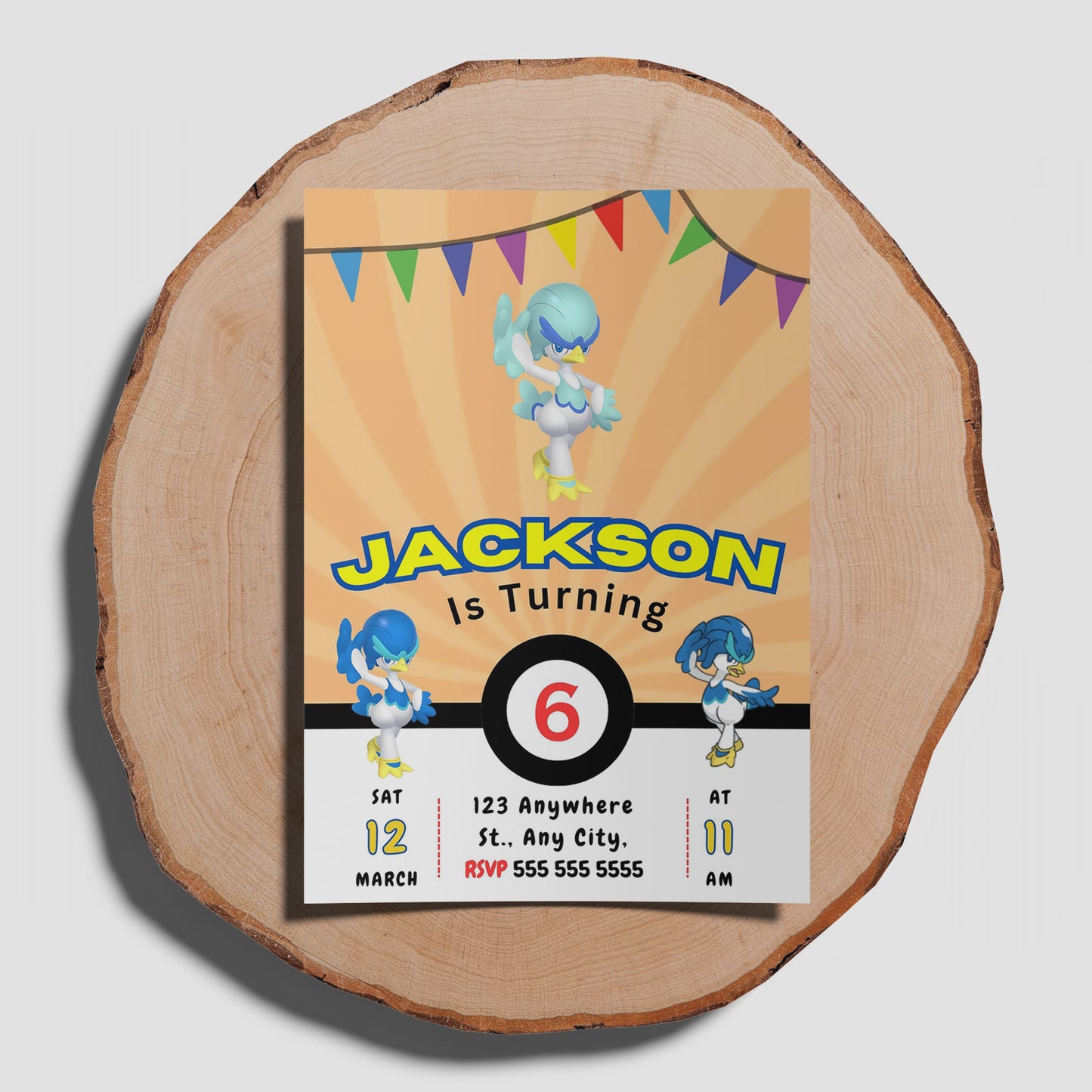 Quaxwell Pokemon Birthday Party Invitation Template - CreativeRino