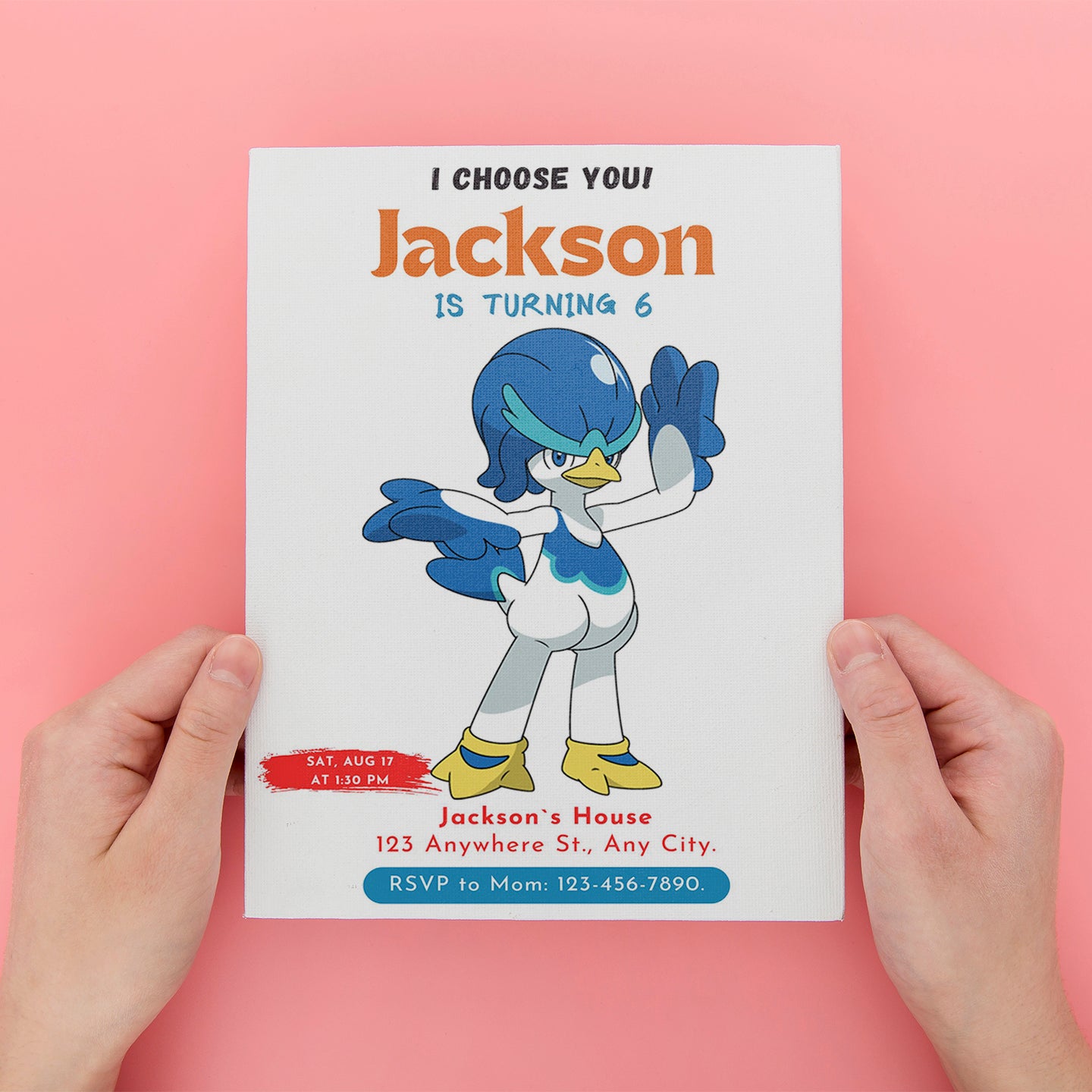 Quaxwell Birthday Party Invitation Template | Pokemon Invite - CreativeRino