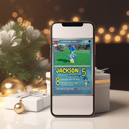 Quaxwell Invitation Template | Pokemon Card Birthday Invite - CreativeRino