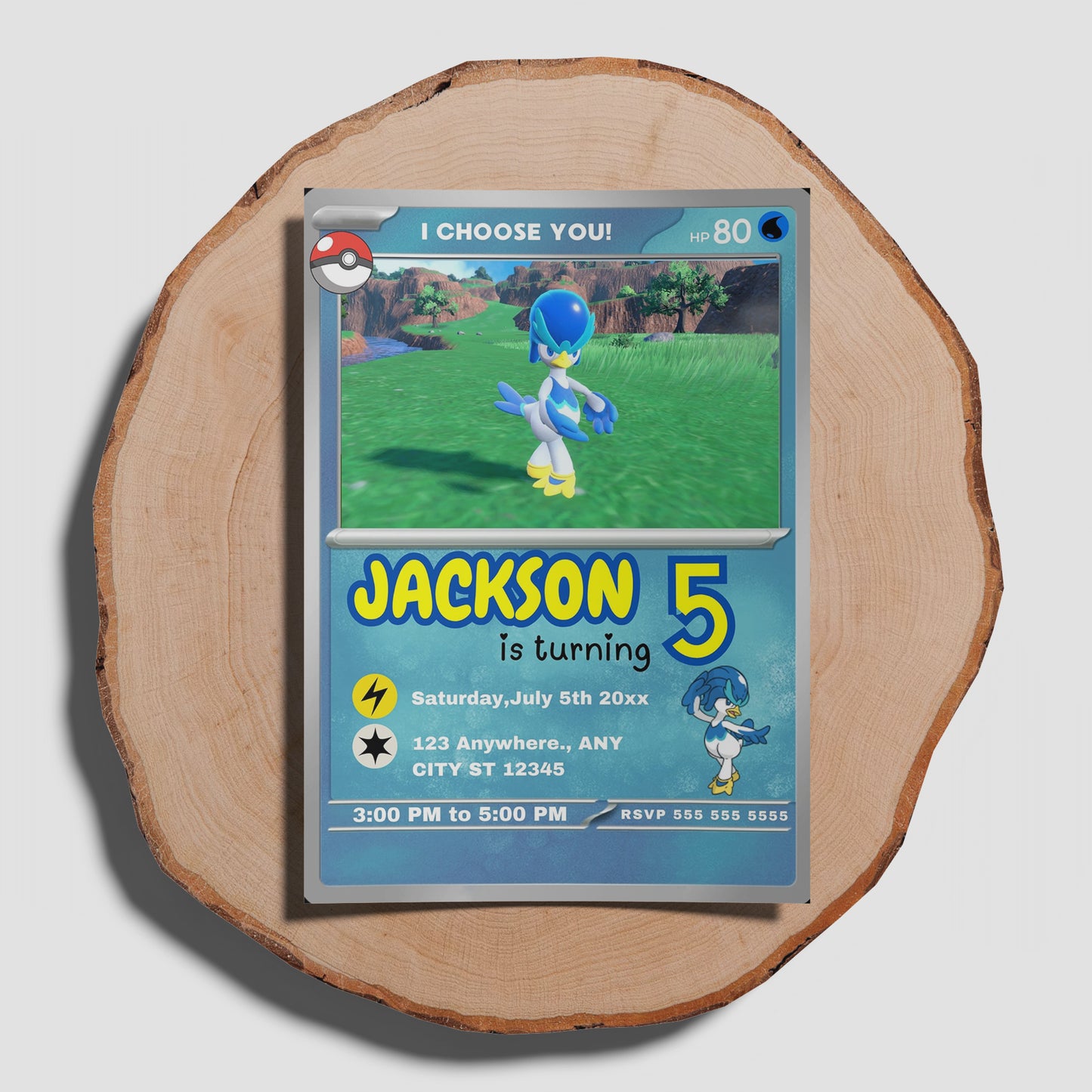 Quaxwell Invitation Template | Pokemon Card Birthday Invite - CreativeRino