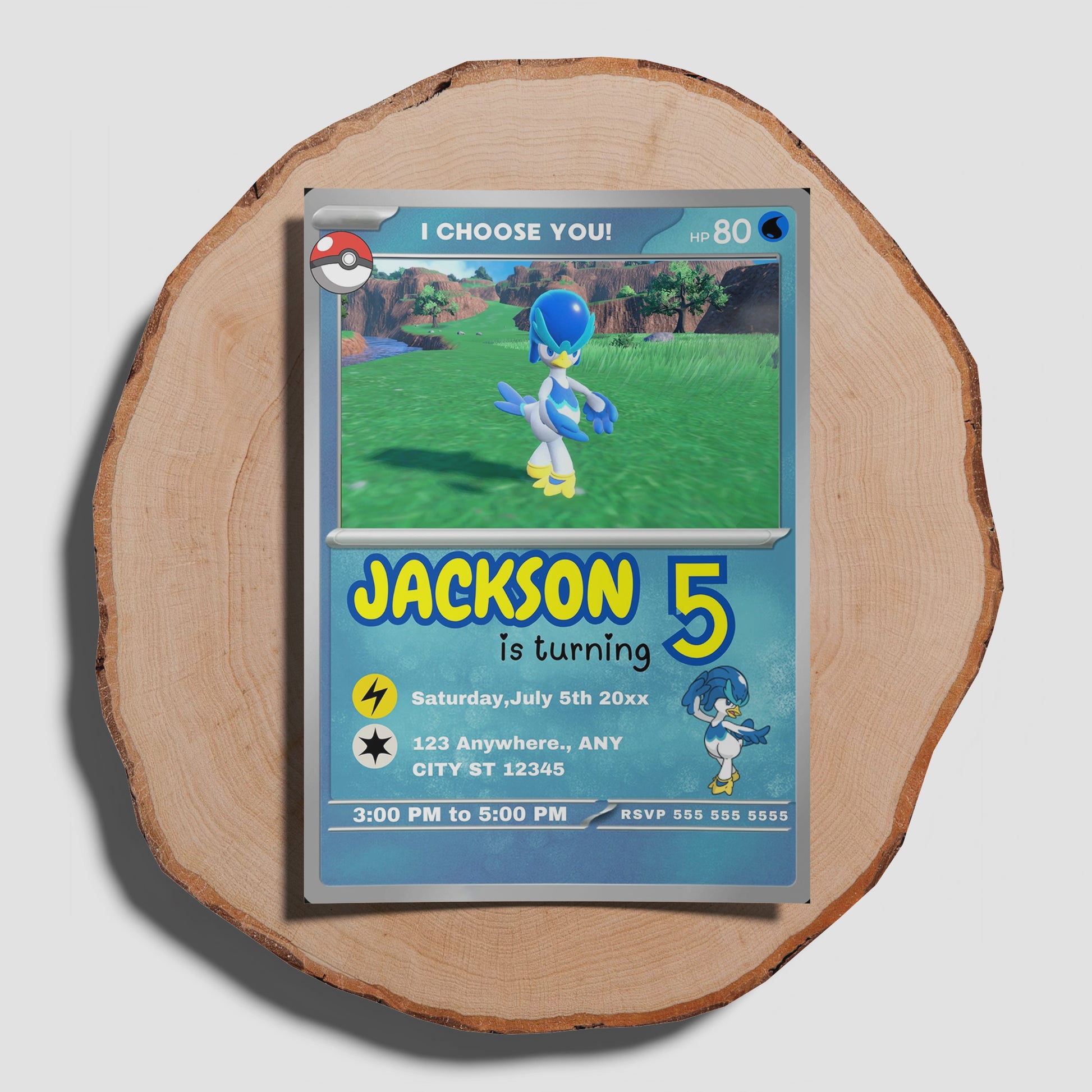 Quaxwell Invitation Template | Pokemon Card Birthday Invite - CreativeRino