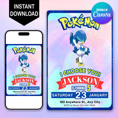 Quaxwell Invitation Template | Pokemon Birthday Invite - CreativeRino