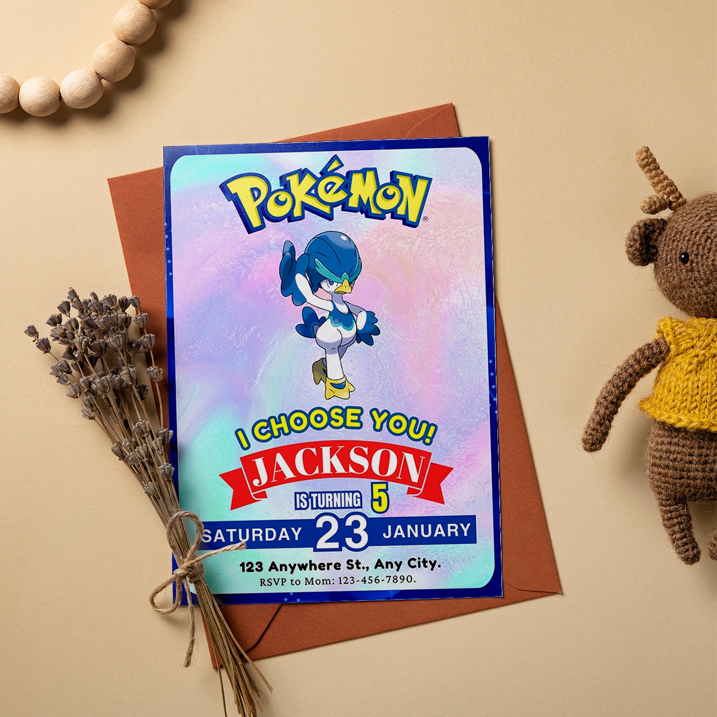 Quaxwell Invitation Template | Pokemon Birthday Invite - CreativeRino