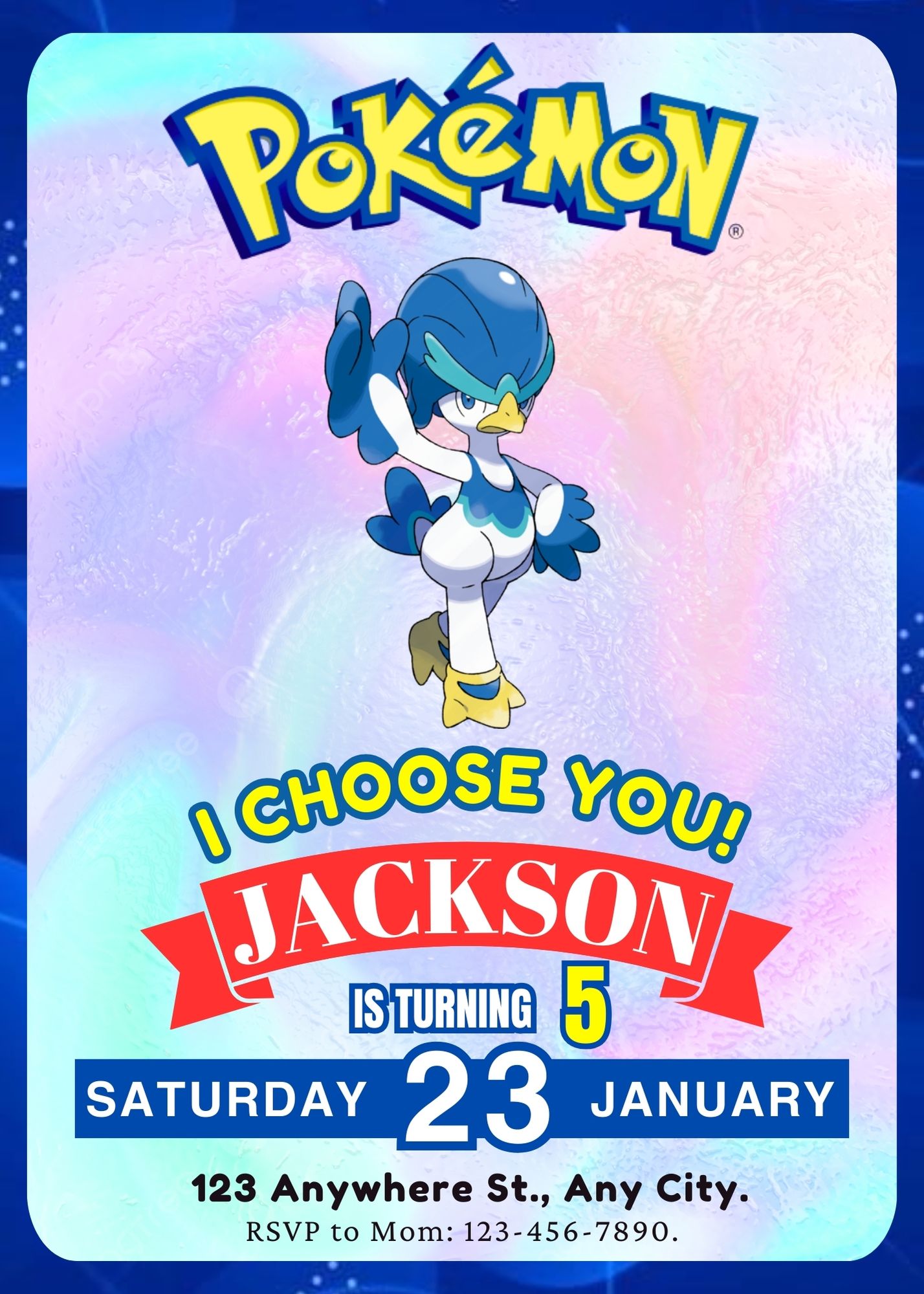 Quaxwell Invitation Template | Pokemon Birthday Invite - CreativeRino