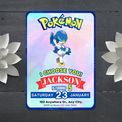 Quaxwell Invitation Template | Pokemon Birthday Invite - CreativeRino