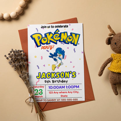 Quaxwell Birthday Invitation Template | Pokemon Invite - CreativeRino