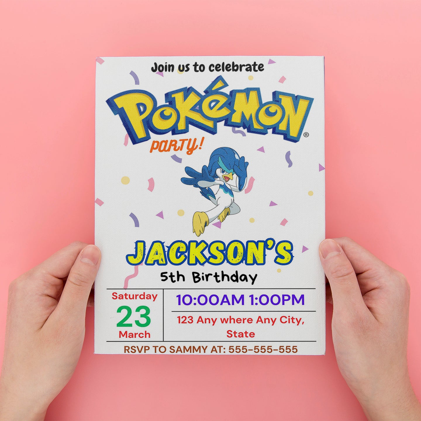 Quaxwell Birthday Invitation Template | Pokemon Invite - CreativeRino
