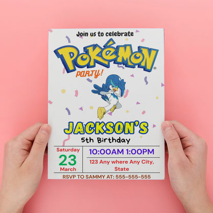 Quaxwell Birthday Invitation Template | Pokemon Invite - CreativeRino