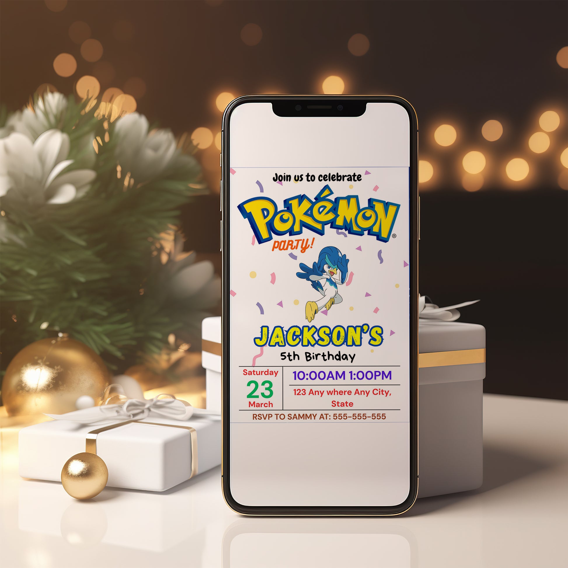 Quaxwell Birthday Invitation Template | Pokemon Invite - CreativeRino